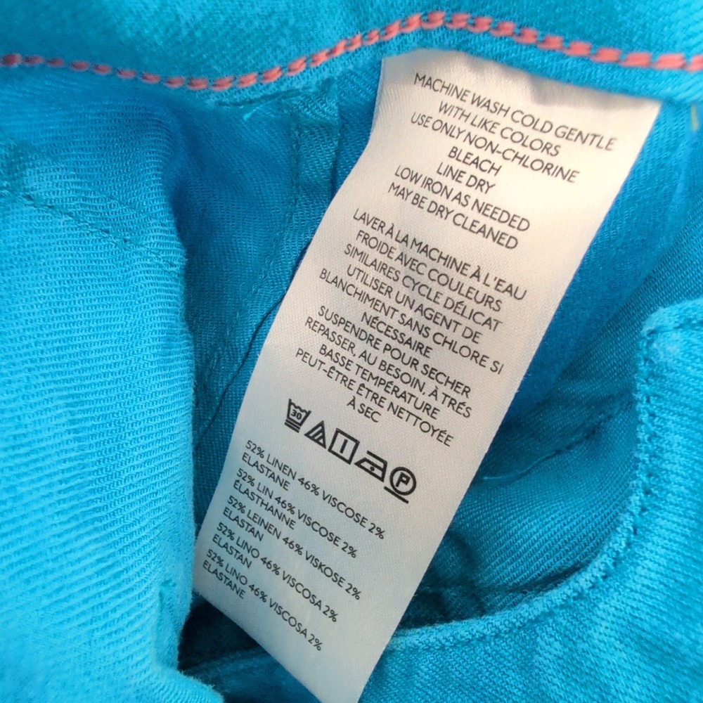 Maeve Anthropologie The Colette Wide Leg Pants Turquoise Blue High Rise Size 26 - Picture 7 of 8